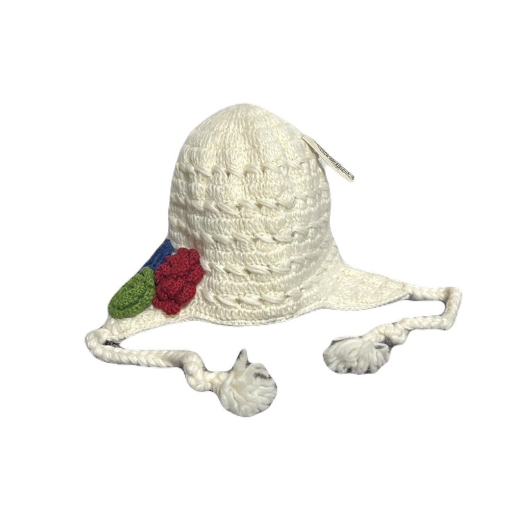 Nirvana Designs 3 Flowers Crochet Earflap Wool Beanie, OSFM